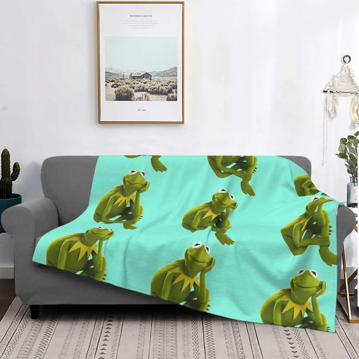 

Детские куклы Kermit-Manta de la rana, куклы для cama colcha, manta de picicnic a cuadros de muselina, 1 manta