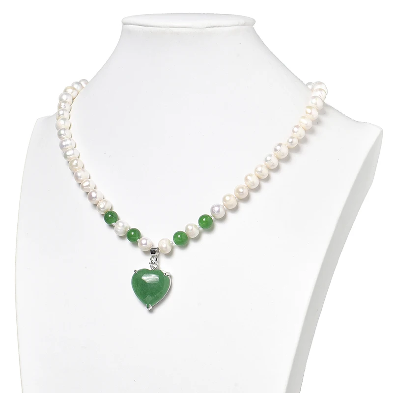 

Оптовая продажа, 22x23x9 мм, темно-изумруд, зеленая в форме сердца, подвеска с натуральным белым жемчугом 8-9 мм для женщин, ювелирное изделие, 8 дю...