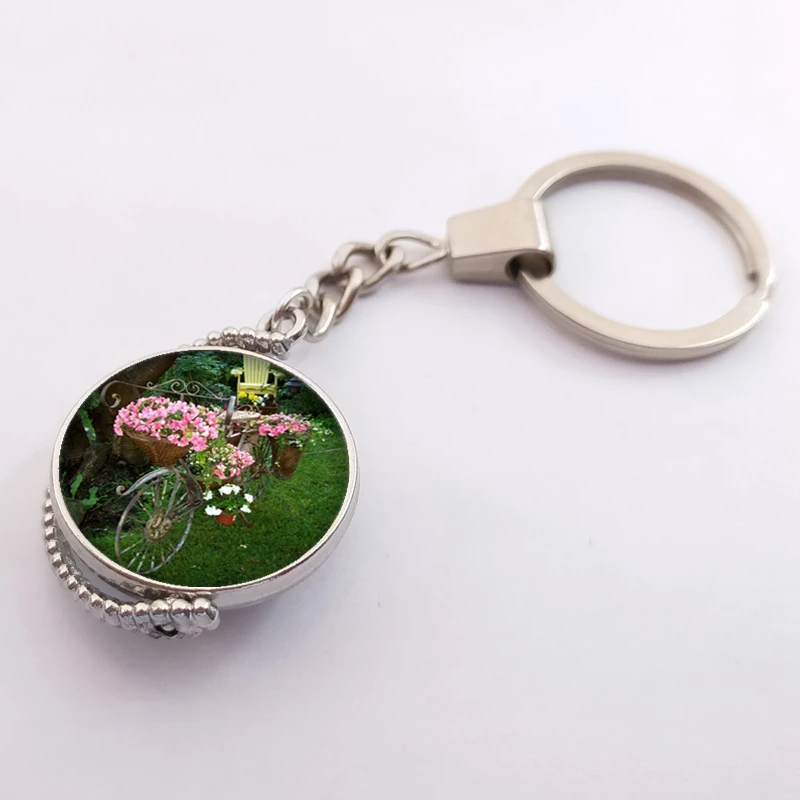 Винтажный велосипедный брелок для ключей с изображением корзины велосипедов и