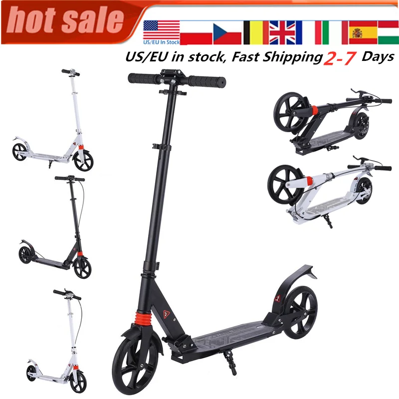 

Adult Children Adjustable Height Kick Scooter PU Wheels Wide Deck Foldable