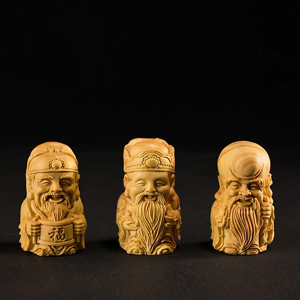 6 см Фу Лу Шу Бог долголетка маленькие фигурки деревянные статуи удачный подарок