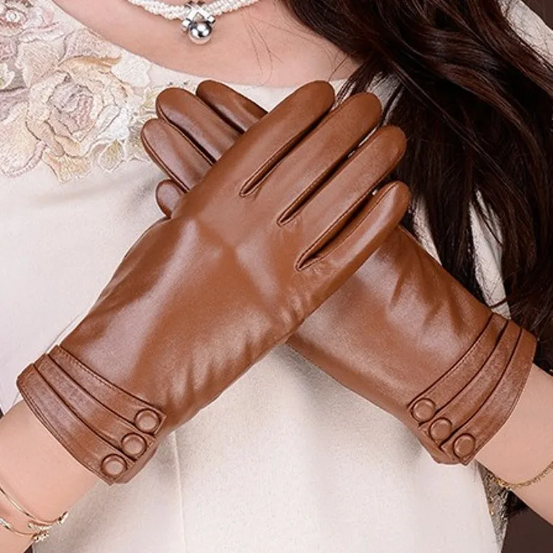 

2021 New Arrival Woman Driving Gloves Fashion Korean Leather Woman Short Gloves Solid Motorcycle Guantes De Invierno Mujer