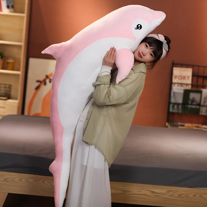 

60-150CM cartoon dolphin marine animal long soft plush левая подђка делин stuffed pillow bed cushion room decoration gifts