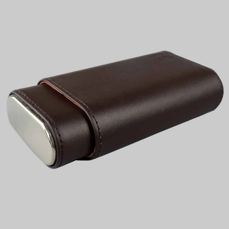 

COHIBA 150x80x40mm Coffee Leather Cedar Lined Cigar Travel Holder Case 3 Count