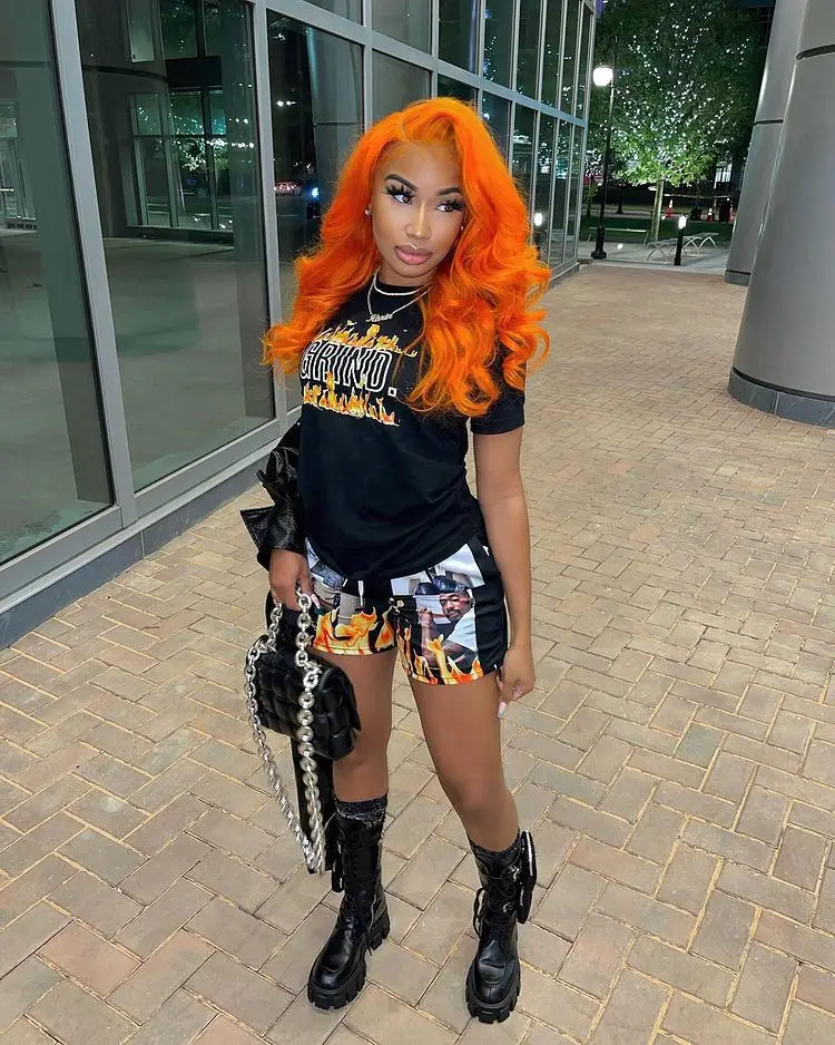 Чокомист из двух частей уличный стиль хип хоп огненный принт женский короткий