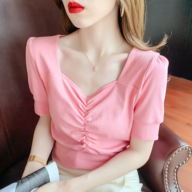 Пикантные однотонные Гофрирование Милая летняя футболка для мальчиков модные