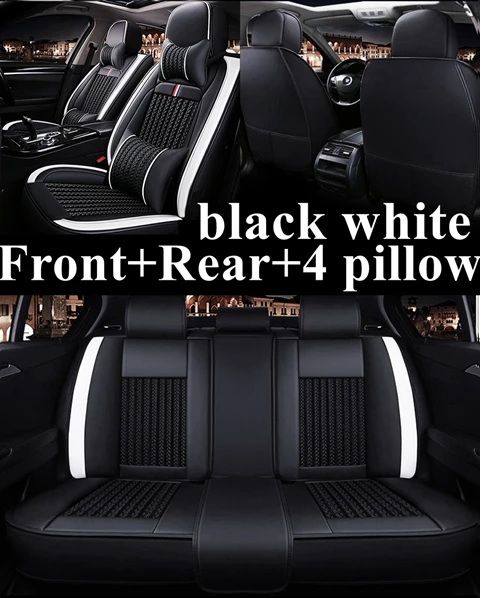 Полный Чехол для автомобильного сиденья для Dacia duster Logan DODGE Challenger Ram Rampage caliber Nitro NEON Caravan jource Dart Avenger - Название цвета: black white luxury