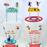 disney mickey minnie frozen spiderman happy birthday cake topper cake flag wedding party cupcake decoration baby shower supplies