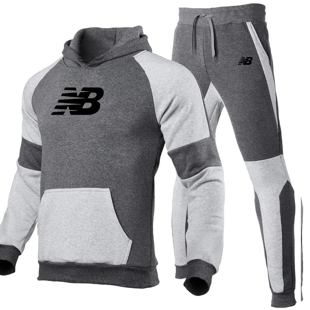 

Luxury brand men's new sportswear pure cotton printing fashion casual sportswear polyester fabric Hoodie + trousers men's suit 2