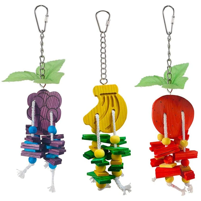 

鸟形 строительные блоки, игрушки, три Плетеный абажур из натурального дерева попугай жевательные игрушки, фрукты, в форме подвесные игрушки ...