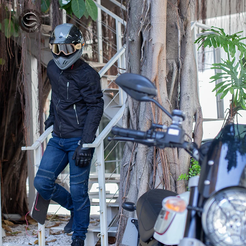 Черная стильная теплая Мужская мотоциклетная куртка SFK с защитой CE Броня и