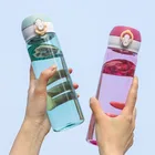 Новинка, прозрачная пластиковая бутылка для воды объемом 550 мл, питьевые бутылки с прыгающей крышкой, герметичная Питьевая Посуда для спорта на открытом воздухе и путешествий, чашки