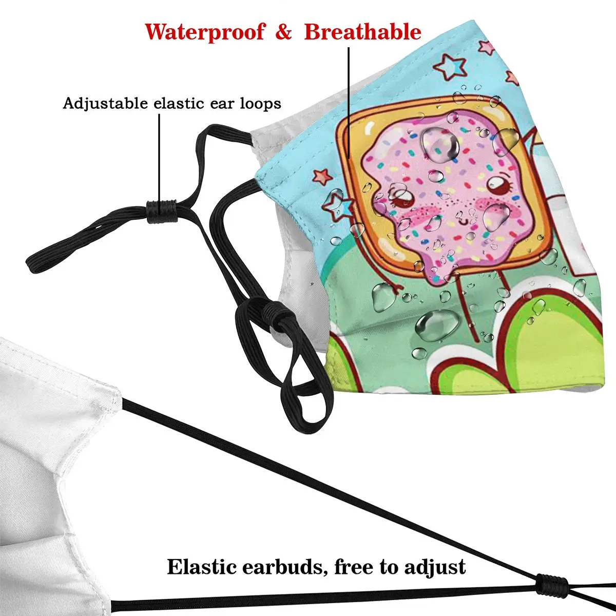 

Dust Mask Waffle And Milk Box Kawaii Cartoon Mouth Face Respirator for Adult Kids Washable Anti Pollution Filter