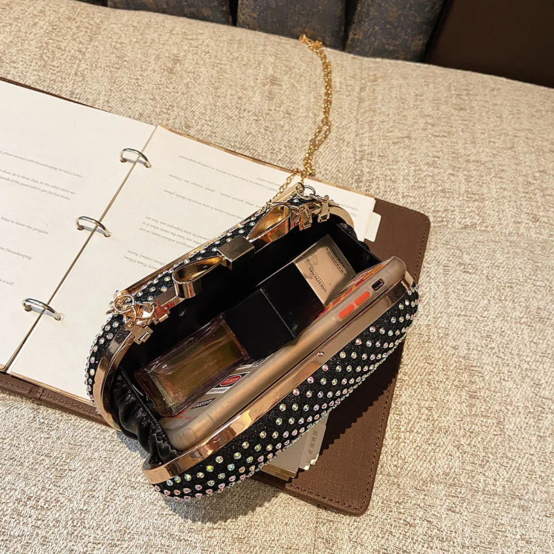 Свадебные серебряные стразы для женщин вечерняя сумочка через плечо на цепочке