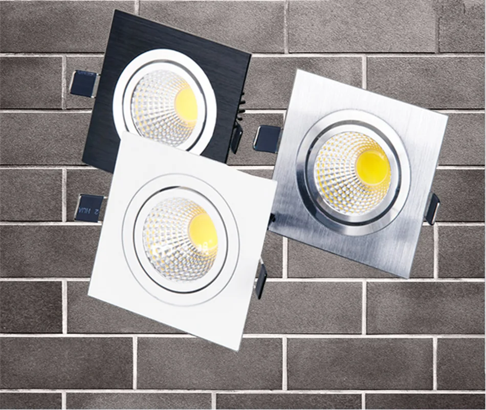 Квадратный Встраиваемый светодиодный светильник с регулируемой яркостью 7 Вт