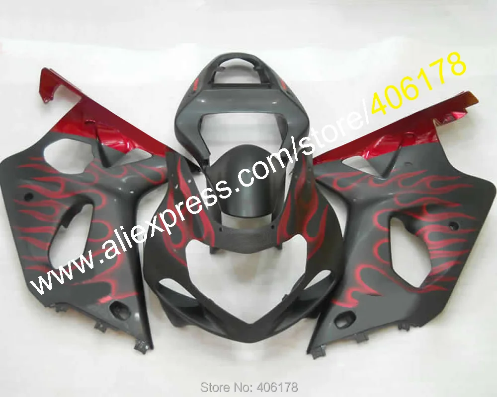 

GSXR1000 Fairing For Suzuki GSX-R1000 2000 2001 2002 Matte Black & Red Flame Motorcycle Fairings (Injection Molding)