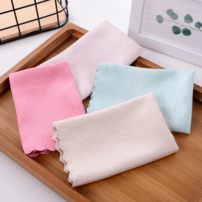 

5Pcs Kitchen Anti-Grease Wiping Rags Fish Scale Wipe Cloth Glass Windows Cleaning Housework Washing Dish Kitchen Cleaning Towel