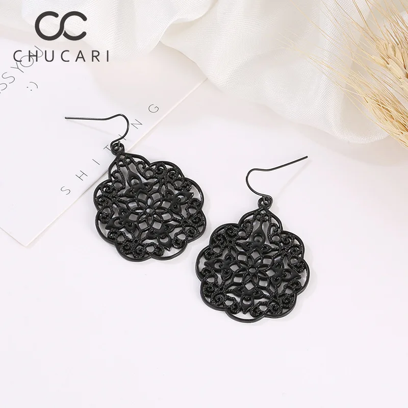 Женские Висячие серьги CHUCARI Ретро стиль сплав полые серебро золото листочка