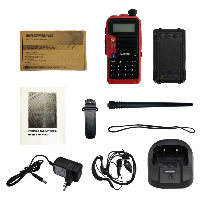 Red With Box Комплект из двух-передающая радиоустановка Baofeng UV 5R Pro 8 Вт Мощность радио Comunicador двухдиапазонный УКВ иди и болтай Walkie Talkie “иди и UV-5R обновления CB Любительское радио - Цвет: Red With Box