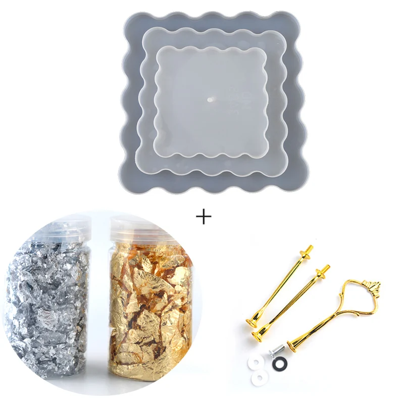 TC009 4 шт. DIY три Слои лоток Плесень Комплект металлической ручкой золото Фольга