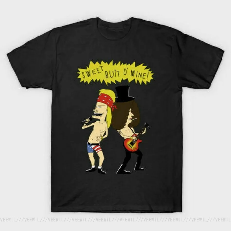 

Черная футболка с надписью Beavis и Butthead X Guns N' Roses, милая задняя крышка, Веселая детская футболка, популярная