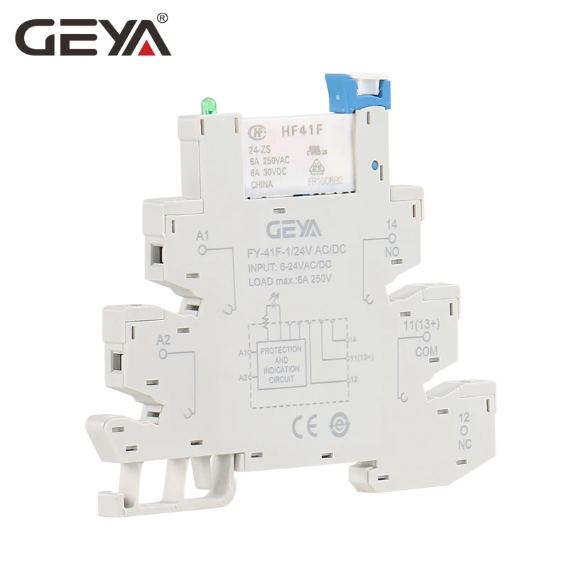 1PCS GEYA 6.2mm Slim Relay Module 41F Integrated PCB Mount Power Relay 12VACDC 24VACDC 230VAC