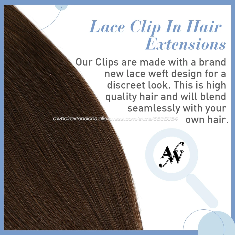AW 16 ''/20'' 24 ''натуральный Клип В Пряди человеческих волос для наращивания