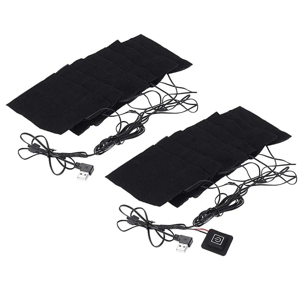 

Clothes Warmer Pads Vest Heating Pads USB 8pcs Cushion Black Warmer Pads 3 Gear Adjustment DIY Fiber Heater