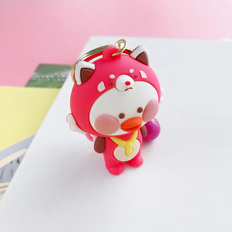 Cute Cartoon Duck Keychain 4 Colors Silicone Doll with Free Bell Keyring for Women Girls' Bag Pendant Ornament Key Chain | Игрушки и