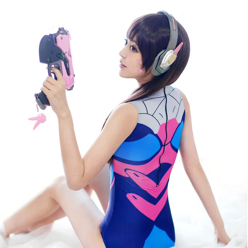 Сексуальная игра OW D.VA Косплей Костюм Dva милосердия SUKUMIZU спандекс купальник в