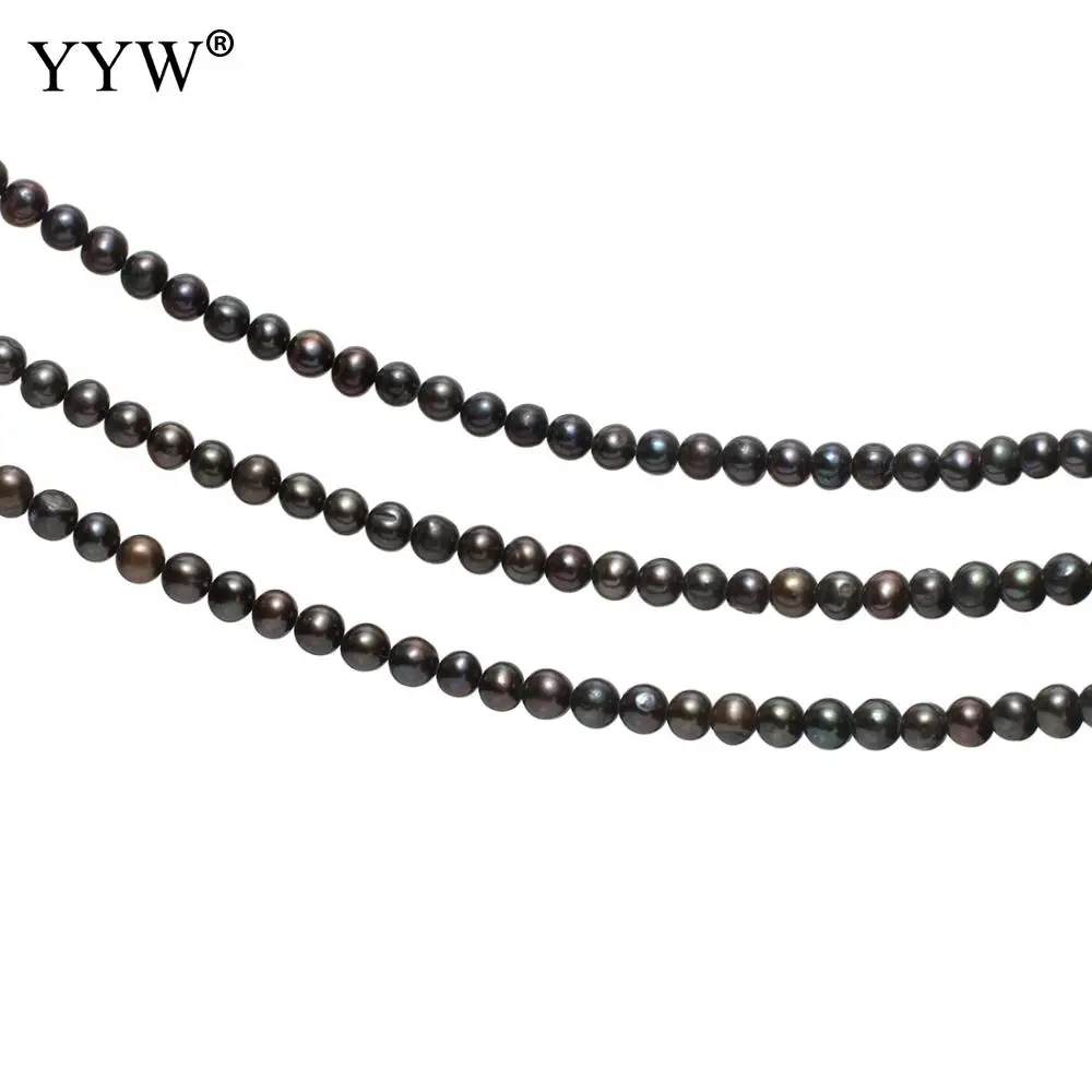 

Cultured Round Freshwater Pearl Beads Polished For Diy Or Handmade Jewerly Black Beads Size Approx 6-7mm Sold By Strand