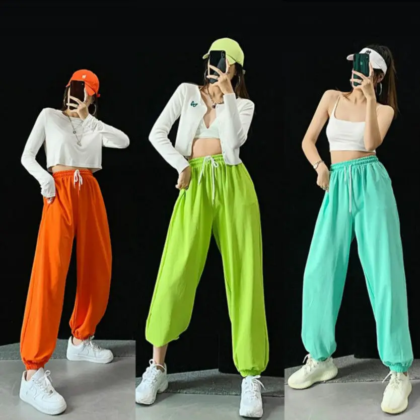 

Hip Hop Jazz Hip Hop sweatpants women's loose letter Leggings street shooting casual pants trend mujer pantalones