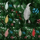 Блестящие украшения в виде листьев для рождественской елки, имитация перьев с зажимом, украшения для рождественской елки, елочные украшения, Свадебная вечеринка, гирлянда сделай сам, Декор