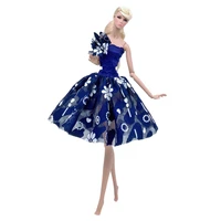 fashion blue floral princess dress for barbie doll clothes ballet dresses vestidoes dancing outfits 16 bjd accessories kids toy