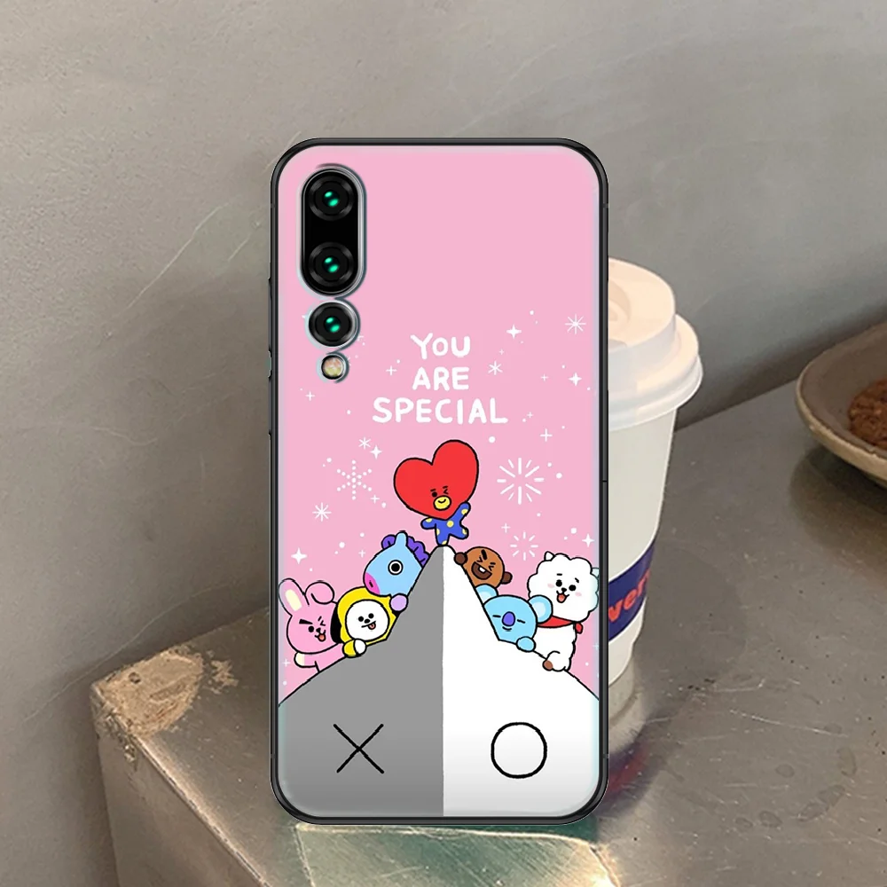 

Cute kpop Cartoon Phone case For Huawei P Mate P10 P20 P30 P40 10 20 Smart Z Pro Lite 2019 black pretty hoesjes 3D waterproof