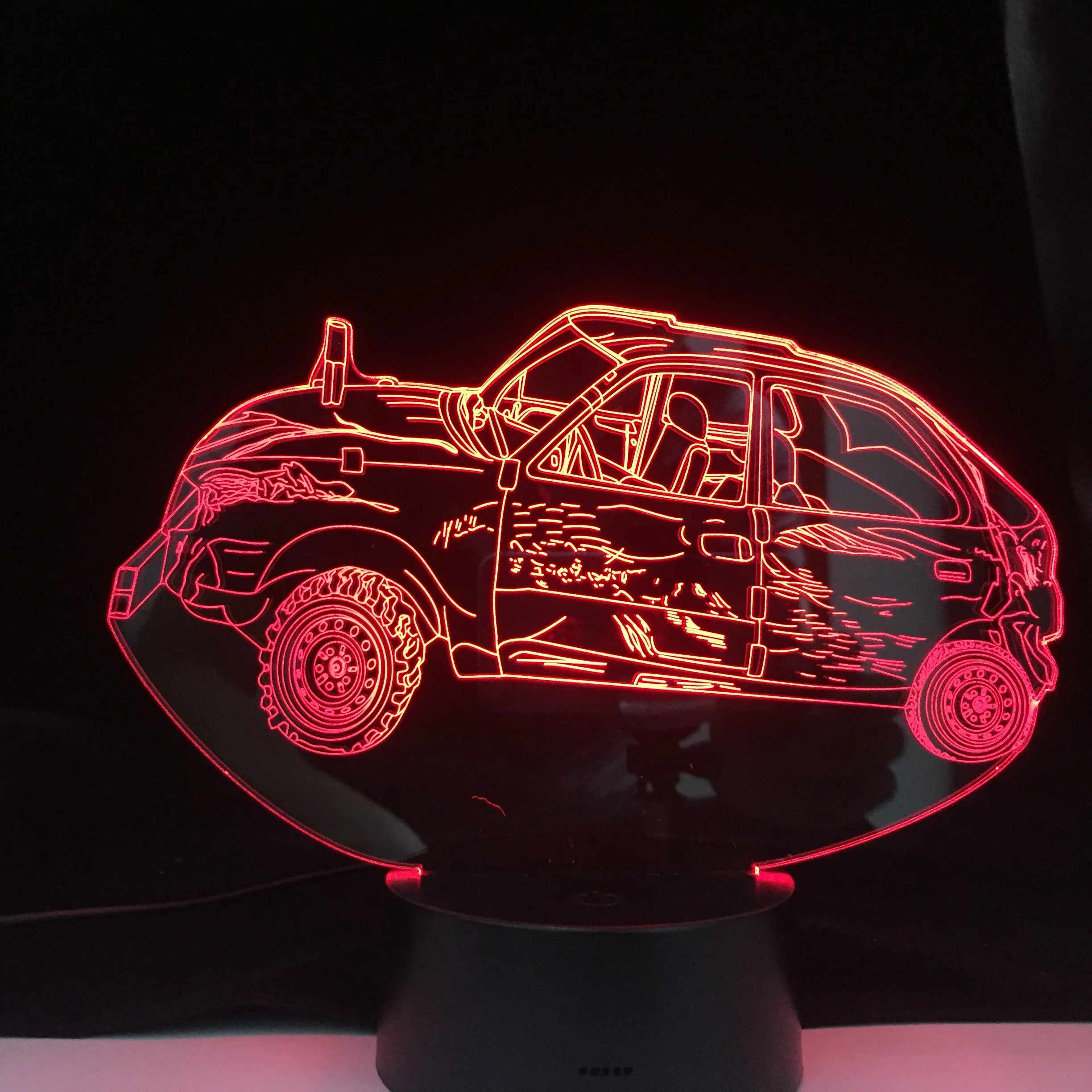 

Автомобильная серия узоров автомобилей 3D светодиодная лампа 7 цветов изменения цвета с пультом дистанционного управления черная основа ви...