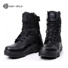 Мужские тактические ботинки, зимние водонепроницаемые ботинки из натуральной кожи и резины, Рабочая защитная обувь, военные ботильоны