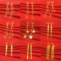 simple fashion pure gold color geometric drop earrings for women fashion 24k gold filled dangle earrings wedding women jewelry