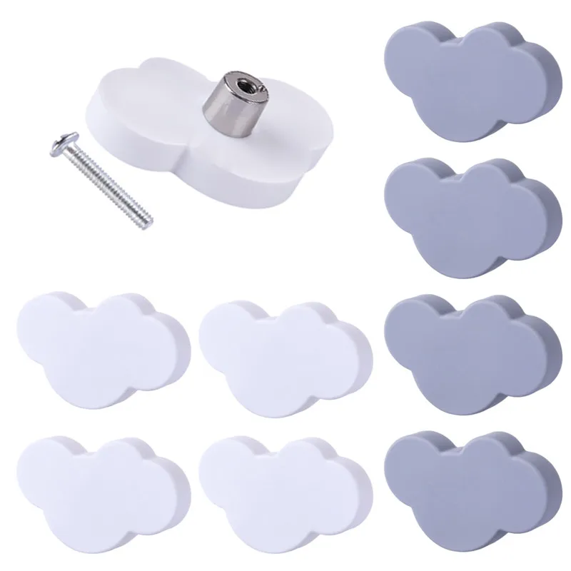 

10Pcs Cartoon Cloud Furniture Handles Children Room Knobs Handles PVC Drawer Pull Handle Door Knob for Kids Drawer Cabinet Pulls
