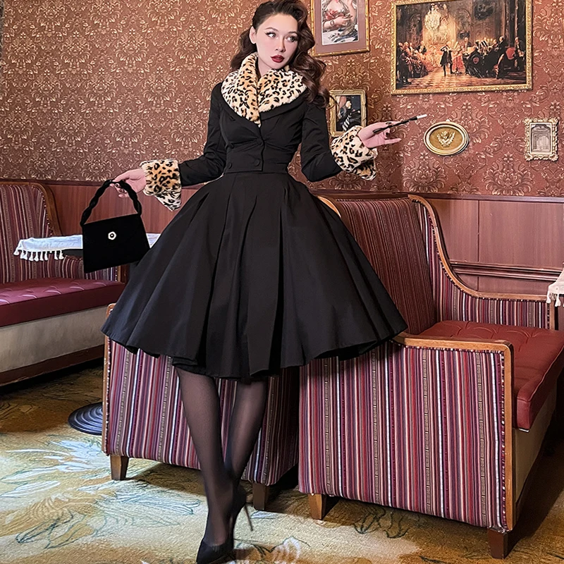 

Винтажная юбка-баллон Le Palace, новинка зимы 2021, Оригинальная Черная юбка с высокой талией, элегантная винтажная облегающая модная Универсальн...