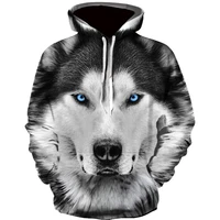 spring and autumn mens junior wolf hoodie fashion 3d wolf printing loose streetwear 2021 funny animal street hip hop sweatshirt