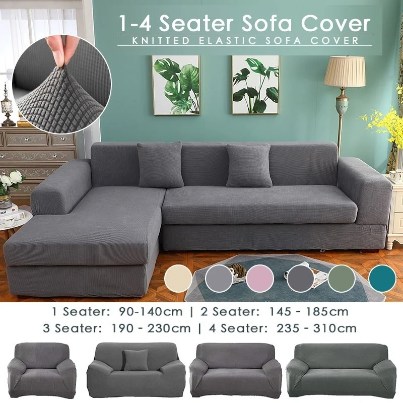 

1/2/3/4 Seater Solid Color Polyester Sofa Cover Living Room Universal Stretch Elastic L Shaped Couch Cover Furniture Decor