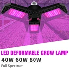 Светодиодная лампа для выращивания растений E27, 220 В, полный спектр, 40 Вт, 60 Вт, 80 Вт светодиодный Светодиодная лампа для комнатных растений, саженцев, 110 В, светодиодсветодиодный фитолампа для выращивания растений, 85-265 в