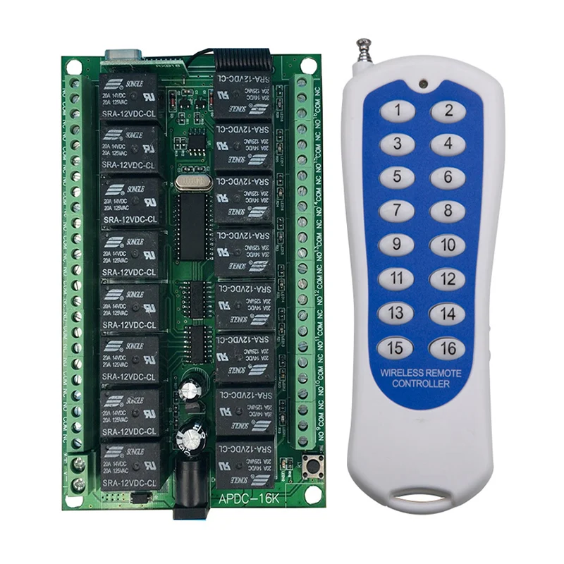 

DC 24V 16 Channels 16CH RF Wireless Remote Control Switch Remote Control System receiver transmitter 16CH Relay 315/433 MHz