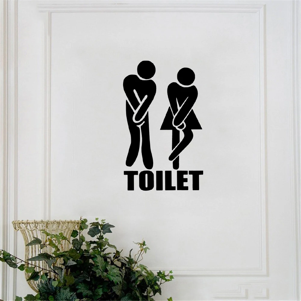 

Funny Toilet Self Adhesive Stickers Home Decor For WC Toliet Door House Art Decor Home Decor Vinyl Waterproof Wall Decal OV626