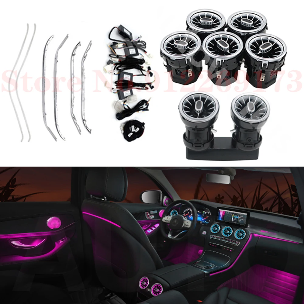 

For w205 X253Advanced 64 Colors Door Center Console Ambient Light Front Rear Air Vent LED Neon Lamp Illuminate Atmosphere Light