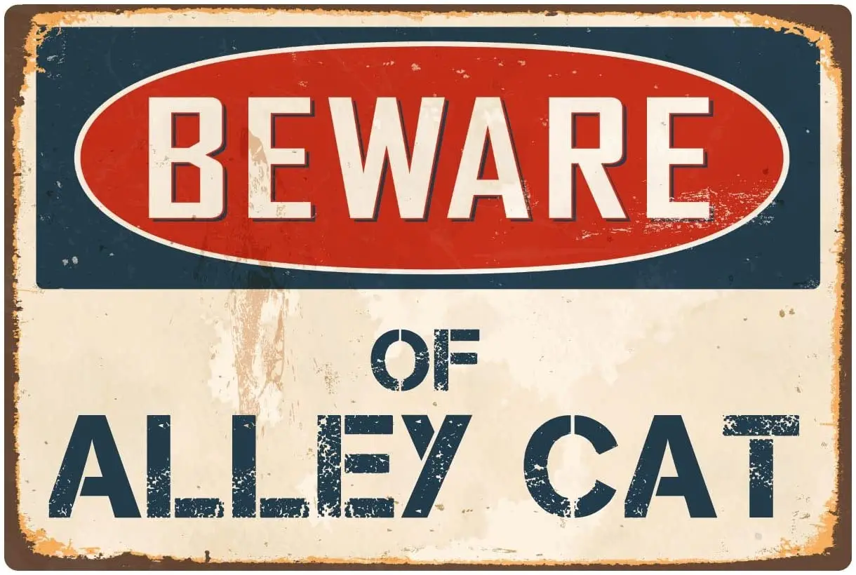 

StickerPirate Beware of Alley Cat 8 x 12 Vintage Aluminum Retro Metal Sign VS009