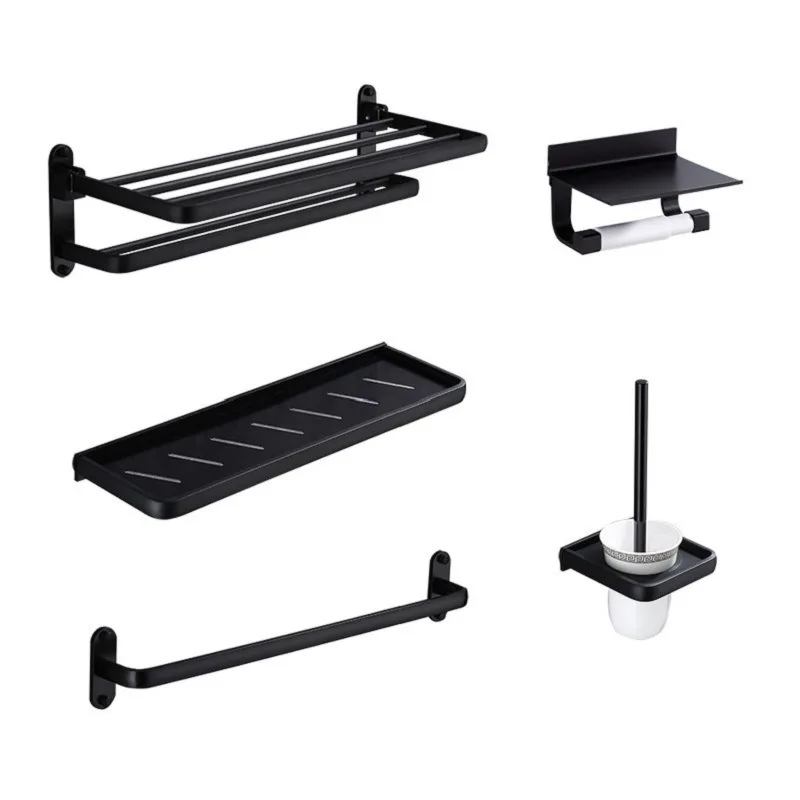 Держатель для полотенец Полка Настенная черная фурнитура алюминиевый набор