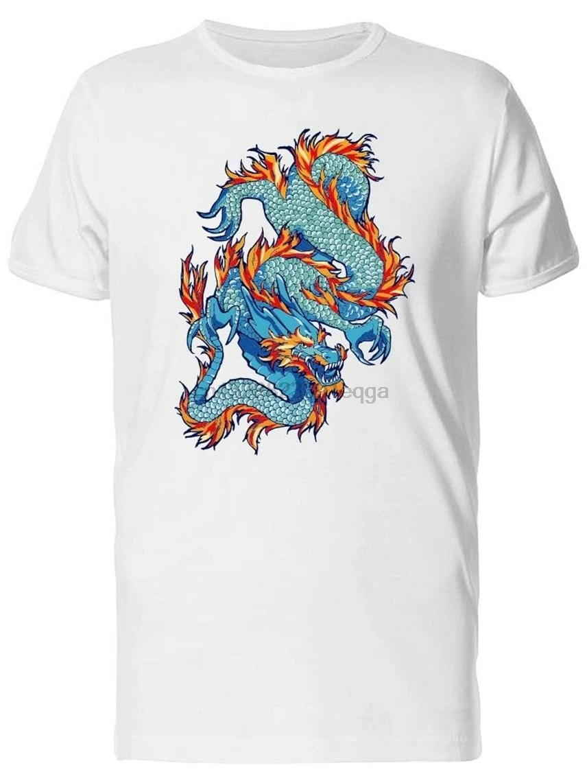 Традиционный синий Азиатский дракон. Мужская футболка изображение от Homme размера