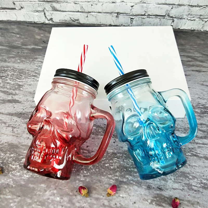 2021 Новая креативная градиентная бутылка с ручкой стеклянная пивная чашка